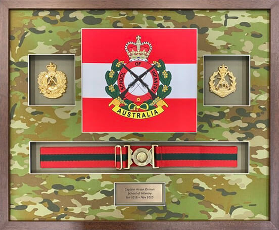 Framing memorabilia from the Australian School on Infantry