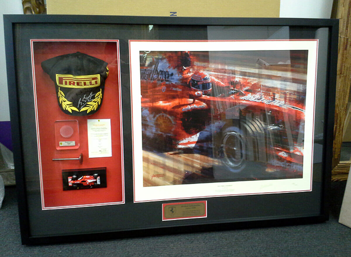 Ferrari F1 memorabilia framing