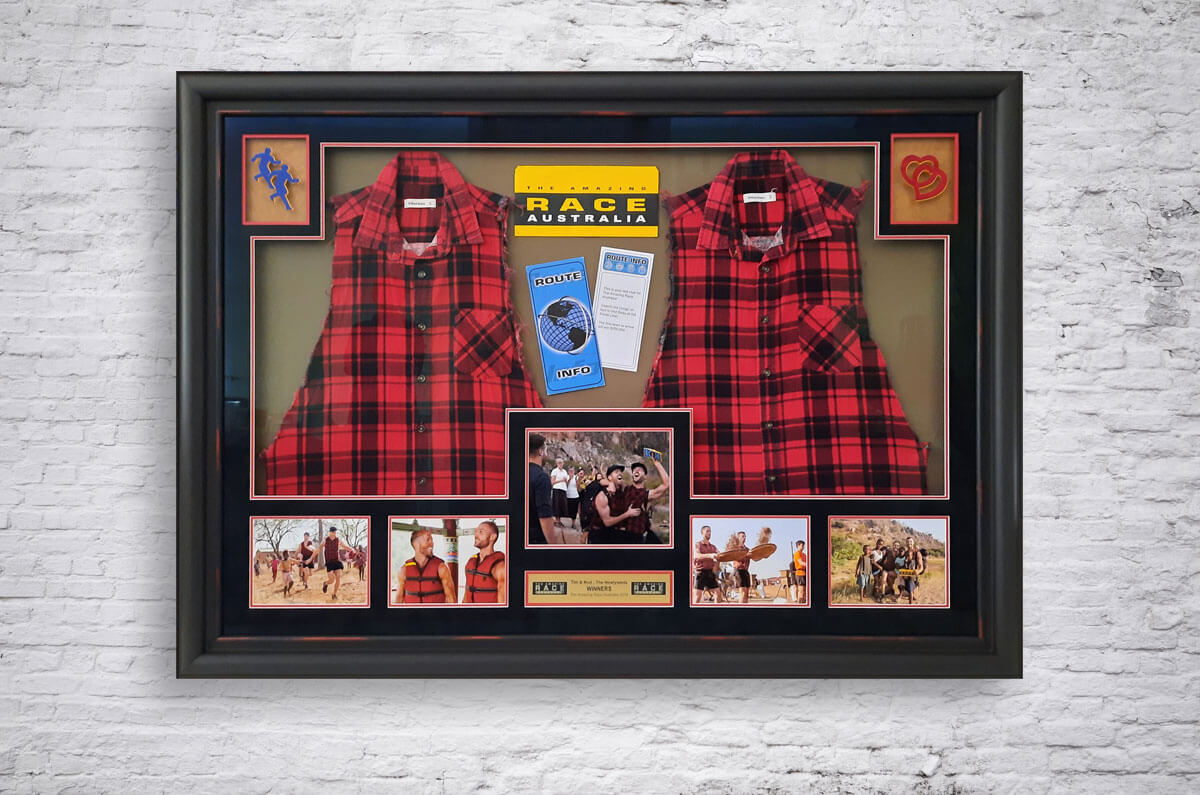 The Great Race mementos framed Memories box frame