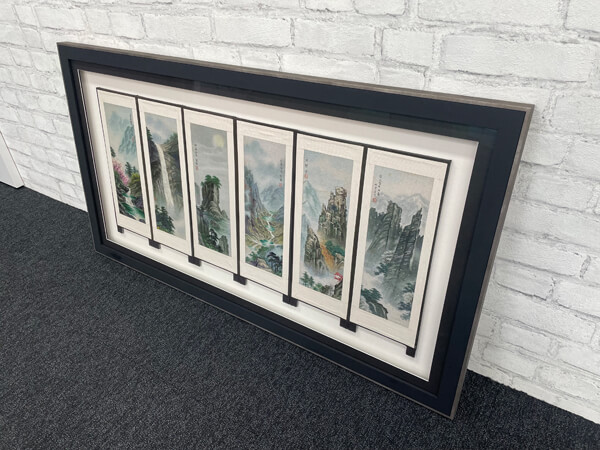 North Korean silks framed Framed silks from North Korea