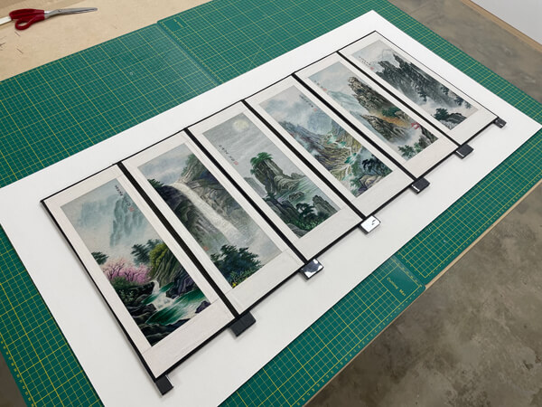 North Korean silks layout Matboard layout with mulit-openings for silks