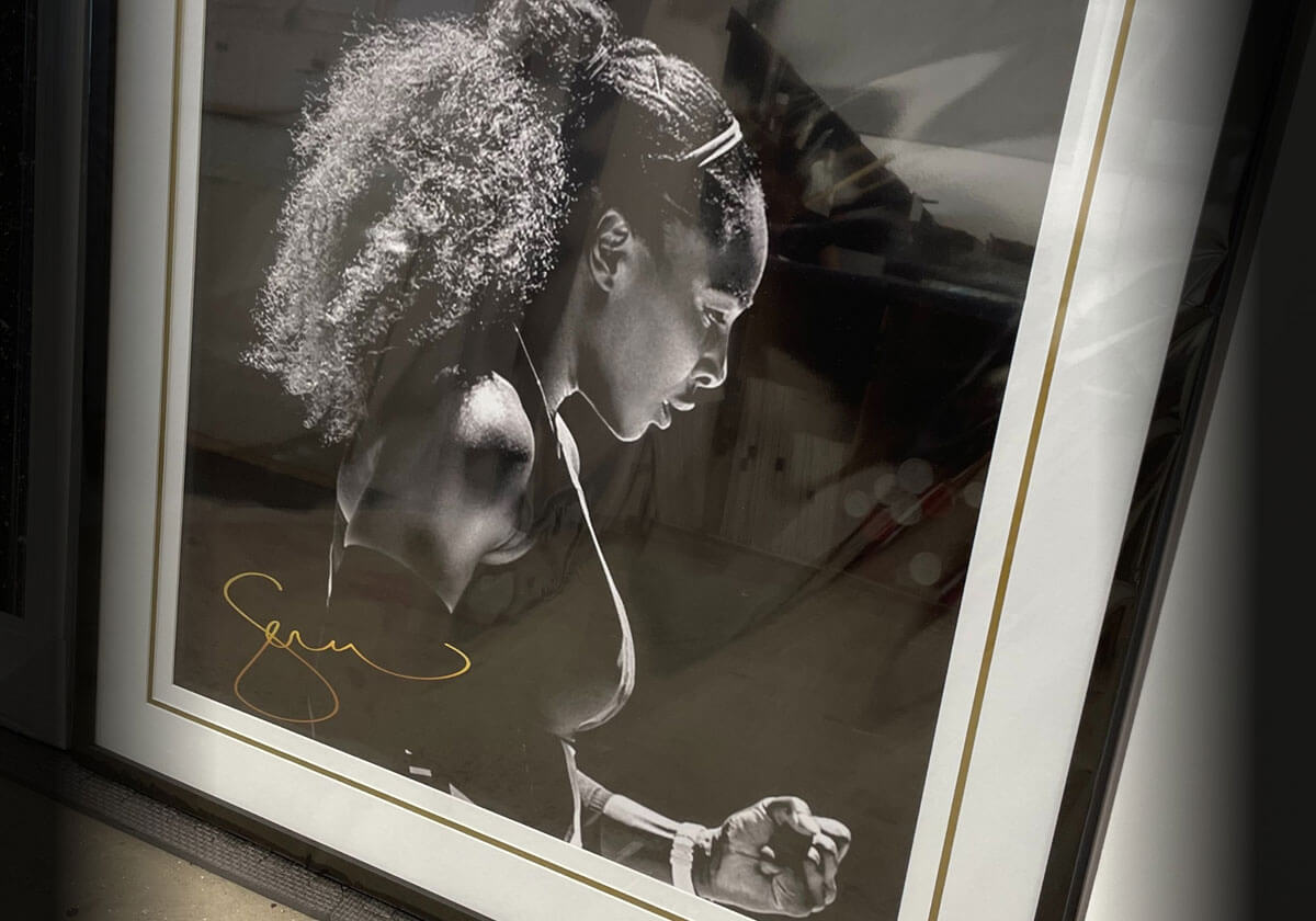 Framed Serena Williams print Signed Serena Williams photo